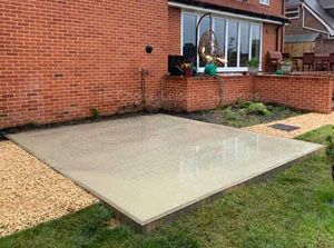 Shows image of concrete slab base