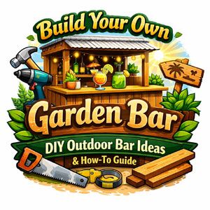 A colorful illustration of a garden bar with DIY tools