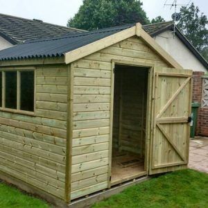 Sapphire 10ft x 8ft Swanwick Standard Height Apex Shed shown with optional Onduline roof SSSA10