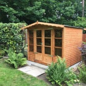 Diamond Ashington 8ft x 8ft Apex Summerhouse Glazing style A in 15mm Loglap cladding DSHAS5