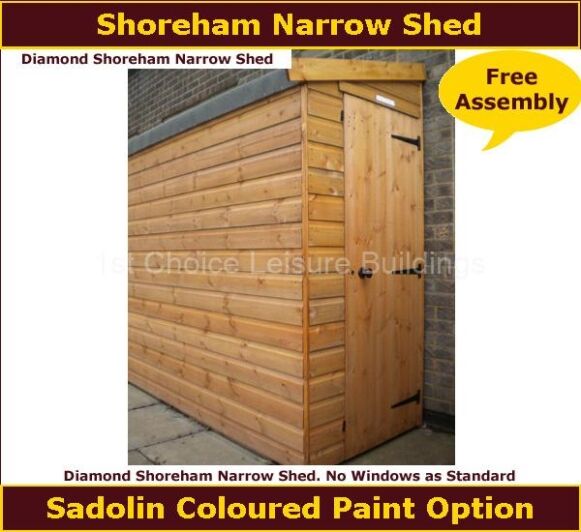 Diamond Shoreham Narrow Garden Shed 1.