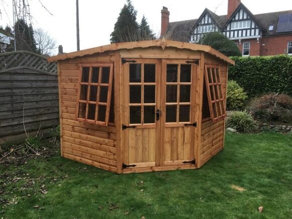 Diamond Worthing 8ft x 8ft Corner Summer House in 12mm Shiplap cladding DSHWO19