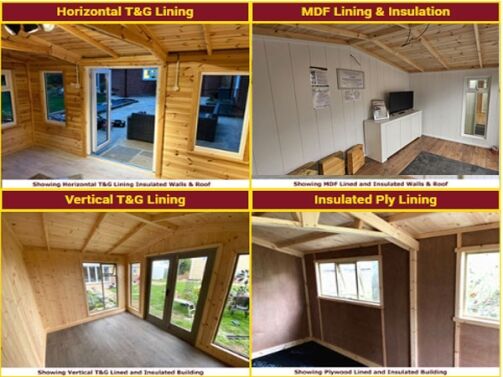 Interior views of  insulated garden sheds