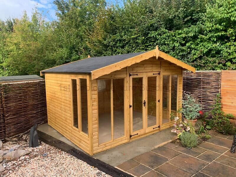 Diamond Keymer 10ft x 14ft Apex Summerhouse with grey felt tile upgrade DSHAS1