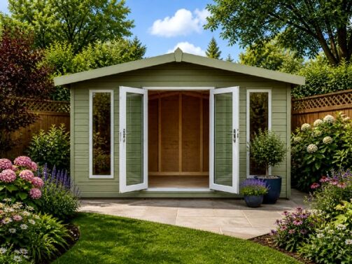 A modern summer building. Perfect in Farnham for a summer room or relaxation space.
