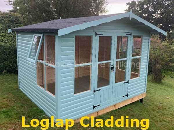 Shows image of tongue and groove loglap wooden cladding