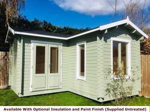 Shows image of log building