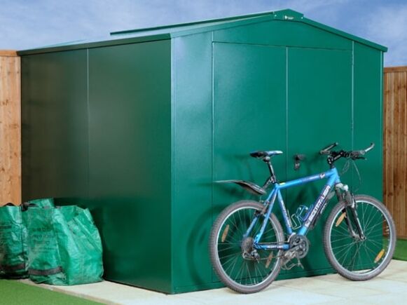 GardenVault 'Glendale' Metal Shed 1 SafeStore Glendale 7x7 Metal Pent Security Shed - Secure Steel Shed Workshop - 1st Choice Leisure Buildings