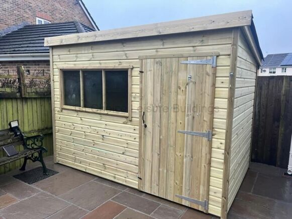 Sapphire 10ft x 7ft Swanwick Standard Height Pent Shed shown with optional Onduline roof covering SSSP6