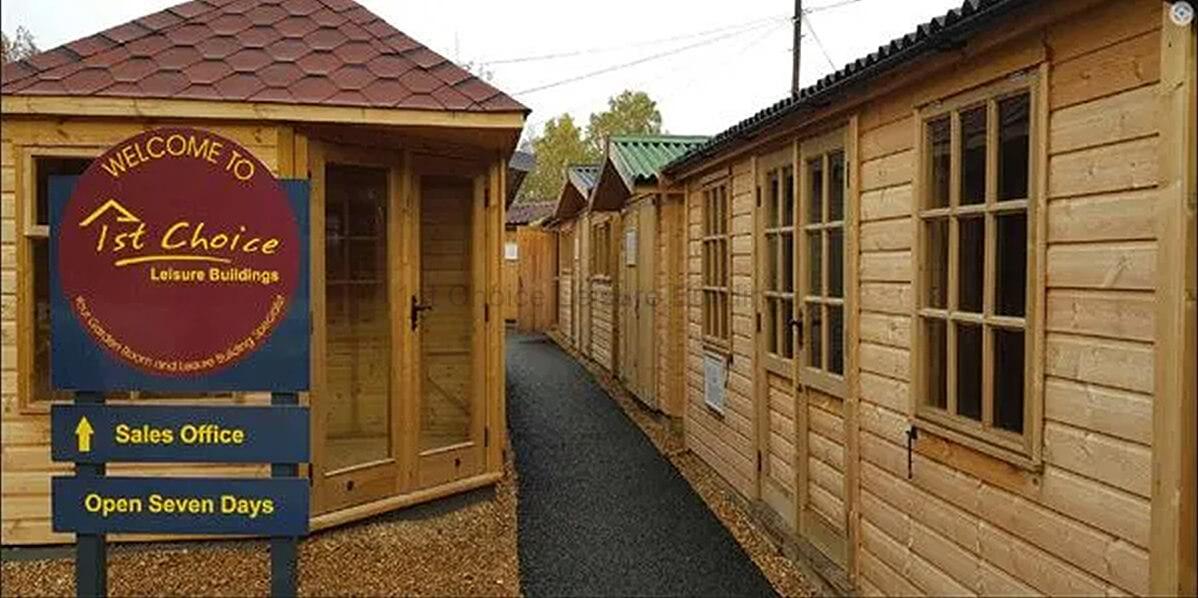 an outdoor garden shed showroom