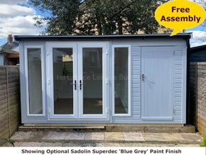 painted summerhouses Sadolin Superdec Blue Grey Paint - 1st Choice Leisure Buildings