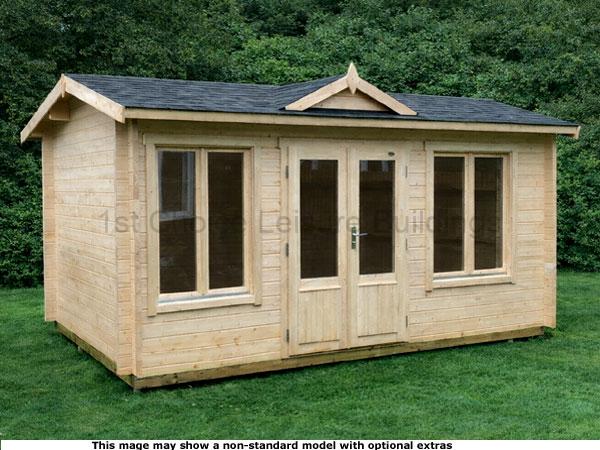 Knaphill Clockhouse Cabin 1 A wooden garden Clockhouse log cabin with double doors and windows. Perfect for storing gardening tools and outdoor equipment.