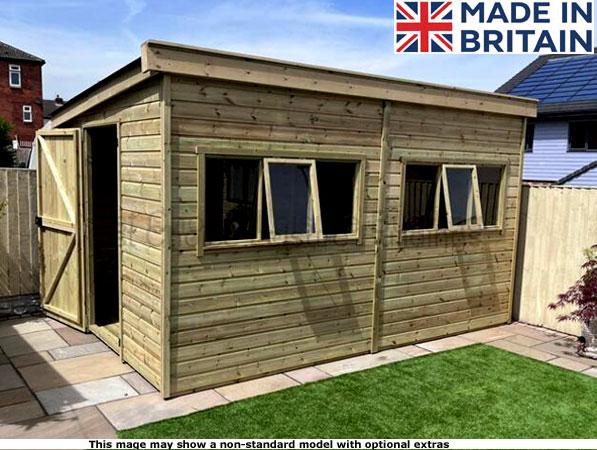 Sapphire Swanwick Pent 1 A wooden garden shed with double doors and windows. Made in Britain.