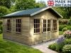 A wooden summerhouse with double doors and windows. Perfect for storage or a summer house.