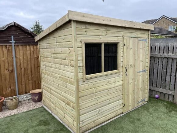 Sapphire 8ft x 6ft Cadnam Tall Height Pent Shed Workshop with the standard rolled roofing felt roof covering SSCP6