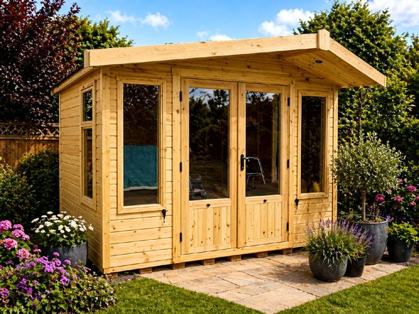 A modern summer building. Perfect in Guildford for a summer room or relaxation space.