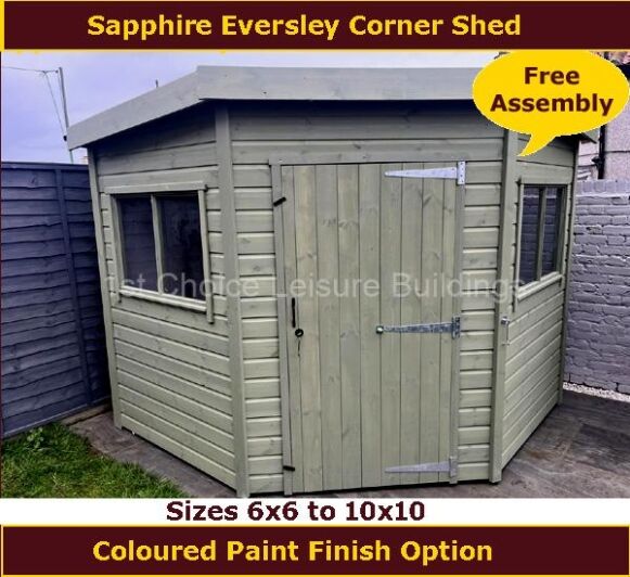 Image of Sapphire Eversley Wooden Corner Garden Shed