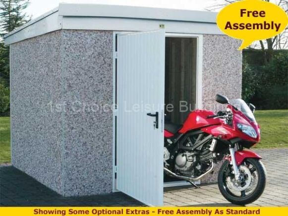 Lidget Apex Pent Concrete Prefab Motorbike Shed.