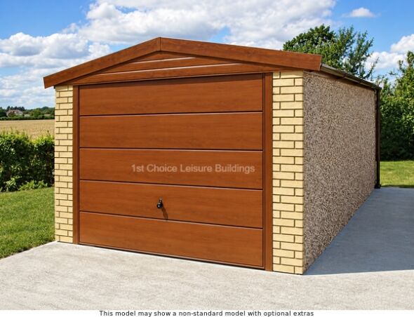 A UK made Lidget concrete garage with a white door and window, made from high-quality materials.
